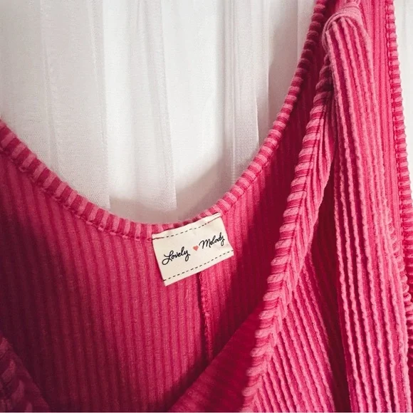 Lovely Melody Pink Tie Front Sleeveless Tank Top - Picture 2 of 4